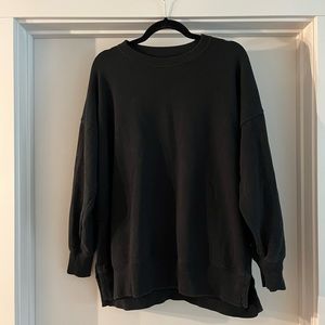 Aerie | Desert Crewneck Sweater with Side Slits in Black